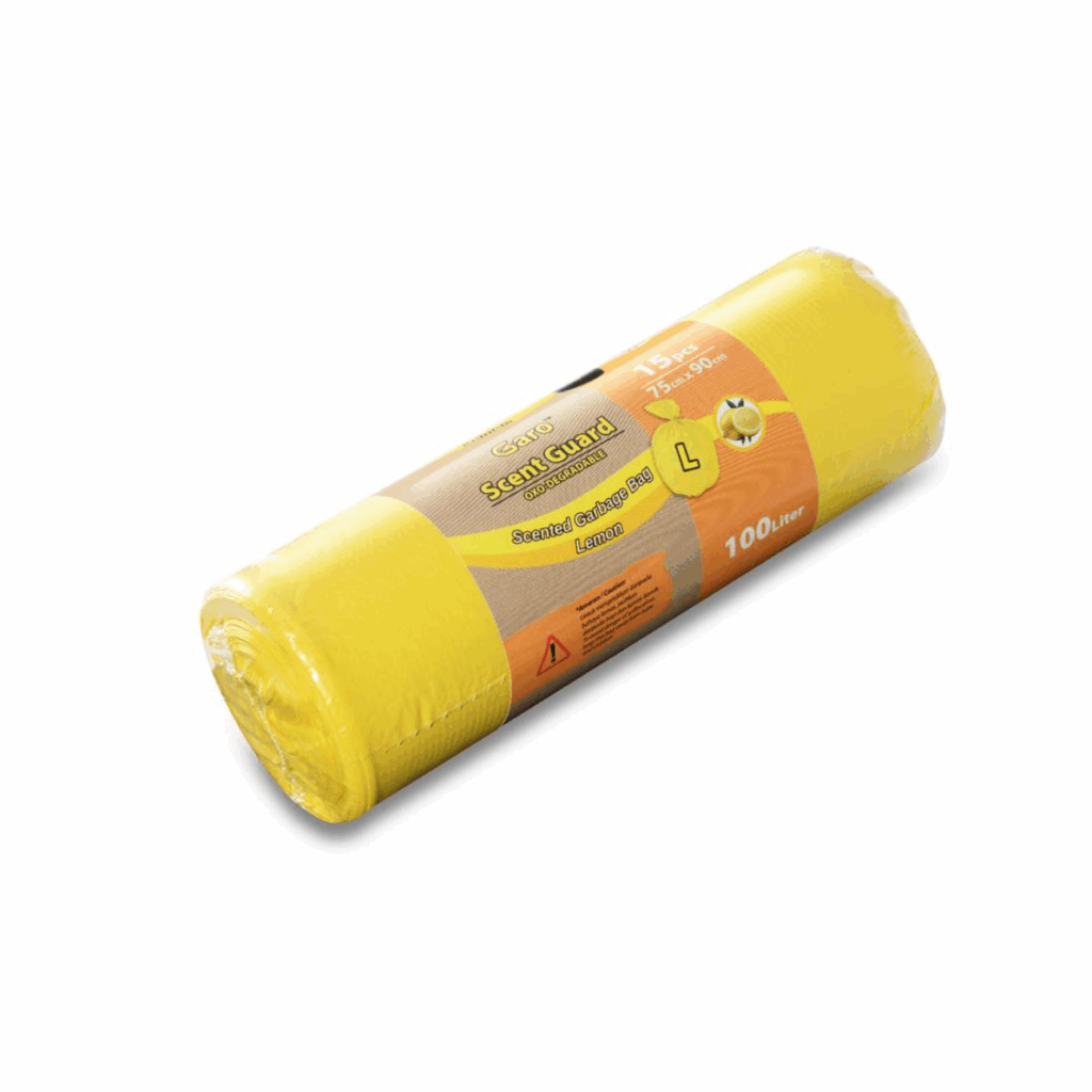 Garo Scent Guard Large Garbage Bags 29x35 (15pcs) – Eco-Friendly, Lemon Scented Trash Bags